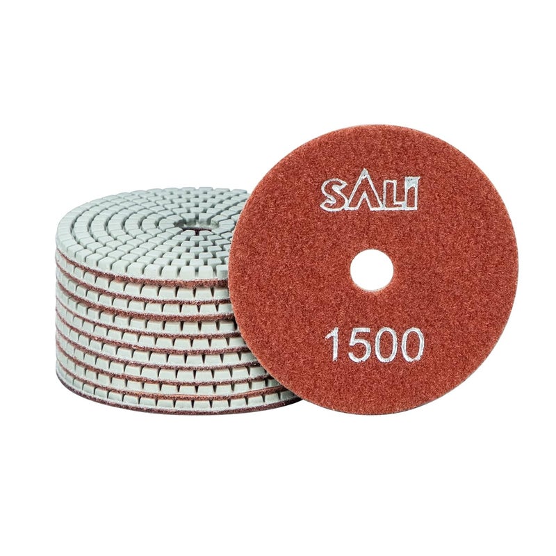 SALI 10 Pack Diamond Polishing Pads 4 Inch Wet Granite Stone Polish Pad Kit for Drill, Grinder, Polisher Polishing Pad for Concrete Marble Stone Countertop Quartz 1500 Grit - Image 1
